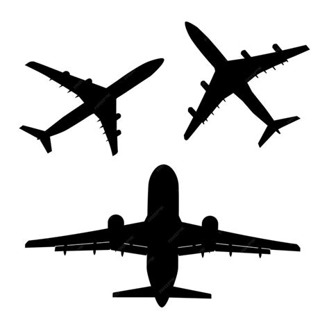 Premium Vector | Black and white plane silhouette