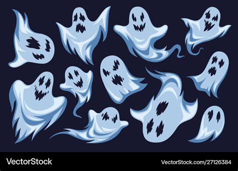 Cartoon ghost halloween night holiday characters Vector Image