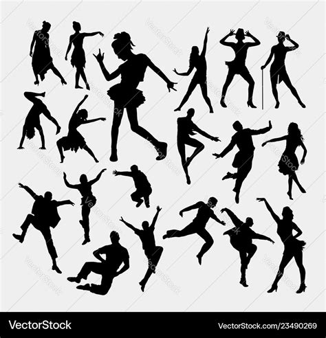 Dancing pose man and women silhouette Royalty Free Vector