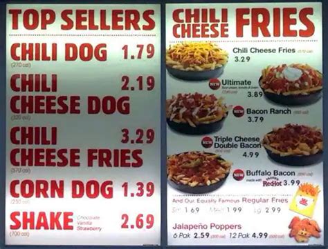 Menu at Wienerschnitzel fast food, Alameda