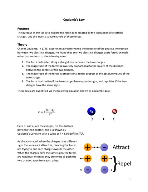 Coulomb s Law lab Done - Coulomb’s Law Purpose The purpose of this lab ...