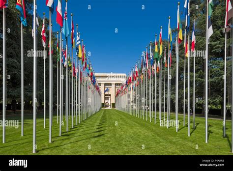 GENEVA, SWITZERLAND -The Palace of Nations, headquarters of the United ...