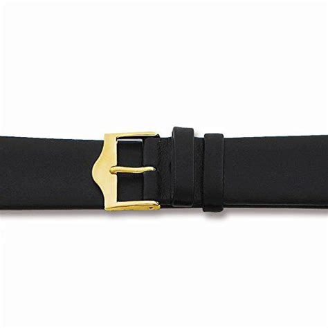 15mm Flat Black Leather Gold-tone Buckle Watch Band Jewelry Adviser ...