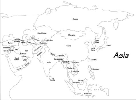 Blank Map of Asia | Printable Outline Map of Asia | WhatsAnswer | Blank ...