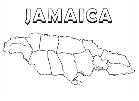 Map of Jamaica coloring page - Download, Print or Color Online for Free