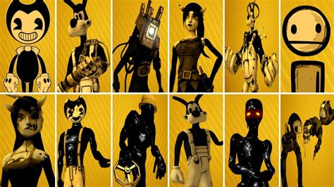 Bendy and the Ink Machine ALL CHARACTERS 1, 2, 3, 4 | BATIM Chapter 4 ...