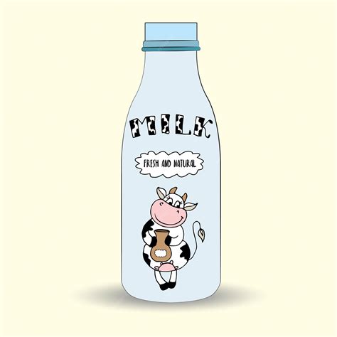 Premium Vector | Doodle bottle of milk and cute cow label isolated ...