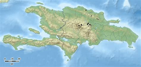 Map of Hispaniola, showing the updated geographical distribution of two ...