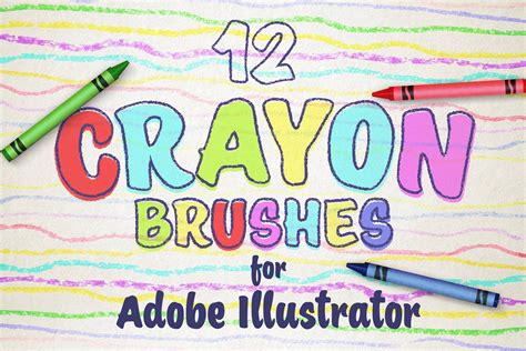 12 Wax Crayon Illustrator Brushes | Brushes ~ Creative Market