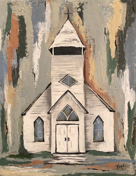 Little White Church acrylic painting by Pam Castleberry Canvas Painting ...