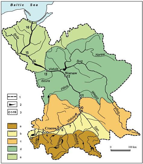 The Vistula River catchment against a background of geomorphic regions ...