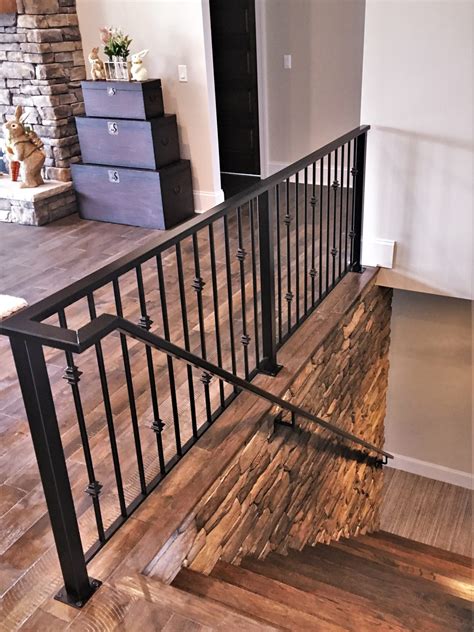 Attached Metal Handrail Down Stairs - Great Lakes Metal Fabrication