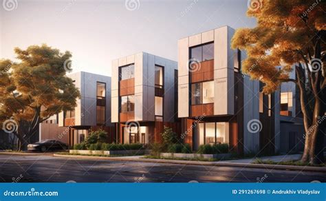 Modern Modular Private Townhouses. Residential Minimalist Architecture ...