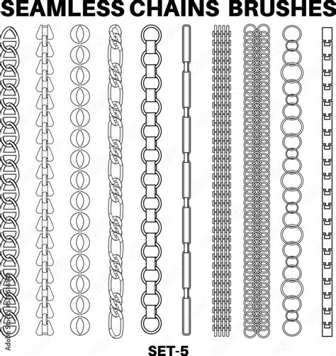 Seamless Chain pattern brushes flat sketch vector illustrator Brush set ...