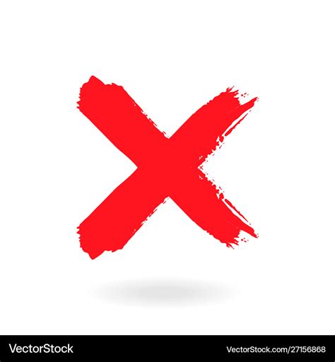 Cross sign element red grunge x icon isolated Vector Image