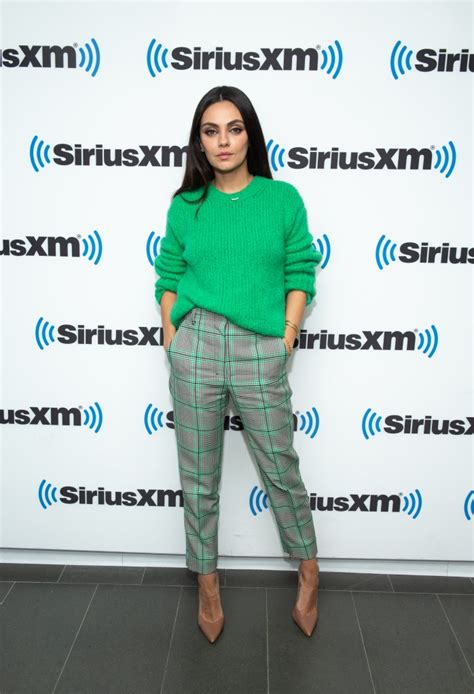 Mila Kunis Is Fall-Ready in Green Sweater & Brown Pumps for SiriusXM ...