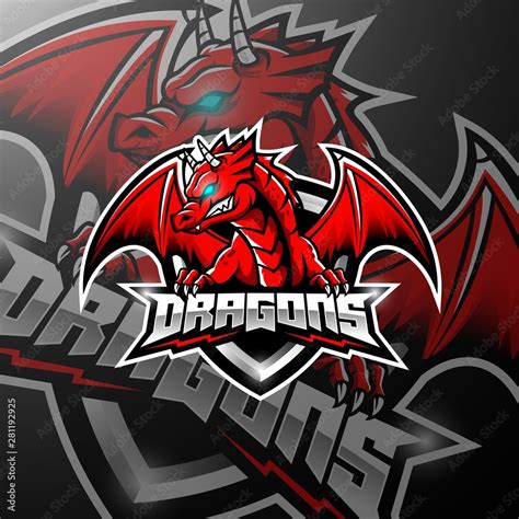 Red dragon esports logo design Stock Vector | Adobe Stock