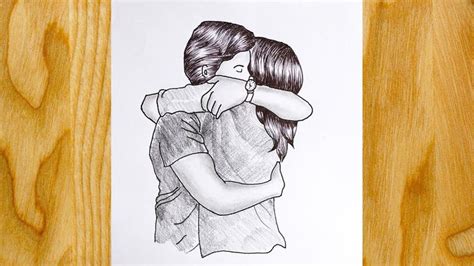 How to Draw a Cute Couple Hugging For Beginner || Romantic Couple ...