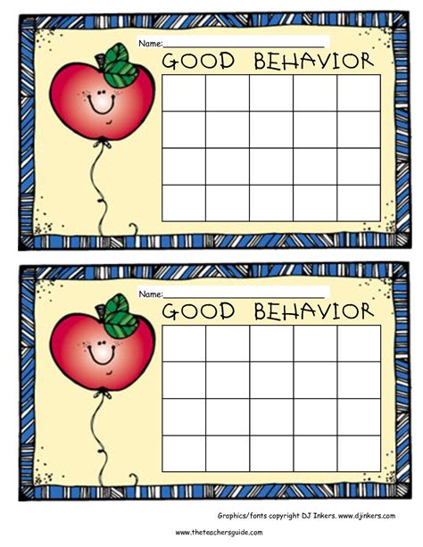 Free Printable Behavior Reward Chart