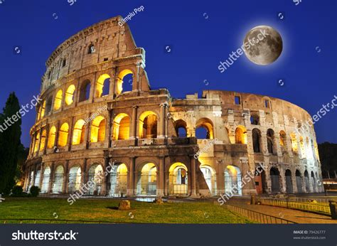 Colosseum Full Moon Dusk Rome Italy Stock Photo (Edit Now) 79426777