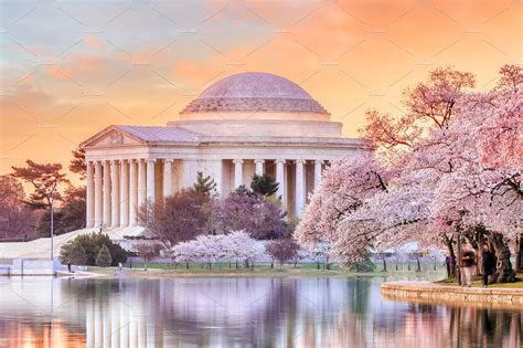 Jefferson Memorial during the Cherry Blossom Festival | High-Quality ...