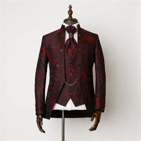 Angel Red 3 Piece Nehru Suit | Aristocracy London