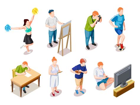 Teenager Hobbies Characters Collection 476079 Vector Art at Vecteezy