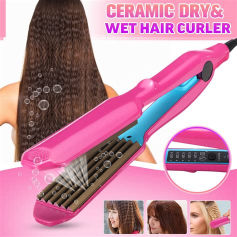 Professional Hair Crimper Curler Wand Dry&Wet Use Ceramic Curling Iron ...