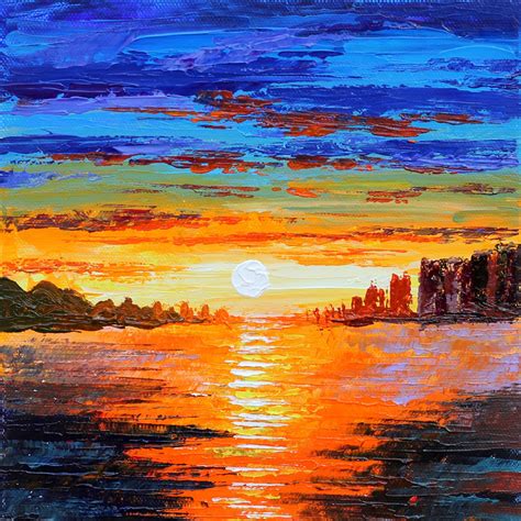 Abstract Sunset Painting / Acrylic painting on Canvas Step by Step ...