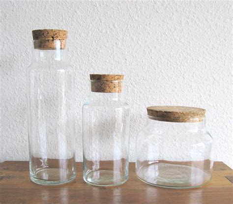 RESERVED Glass Jars with Cork Lids-Set of 6 | Glass jars, Cork lid ...