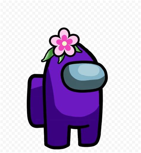 HD Purple Among Us Crewmate Character With Flower On Head PNG | Citypng ...