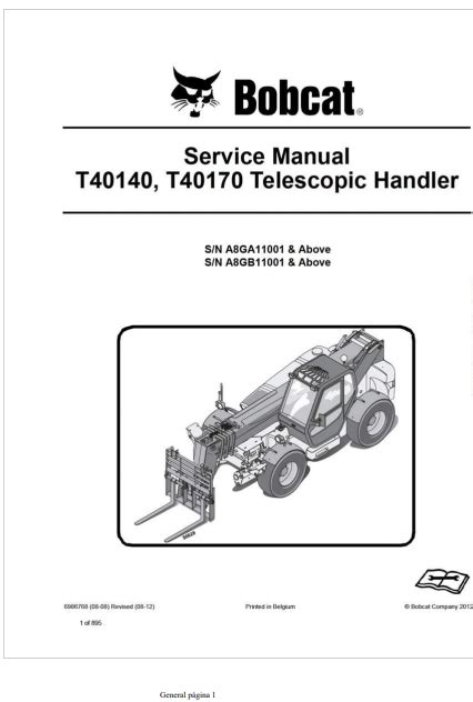 BOBCAT SERVICE MANUAL DOWNLOAD | Bobcat T40140, T40170 Telescopic ...