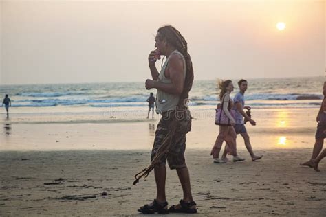 Arambol Beach at the Sunset Editorial Image - Image of life, horizon ...