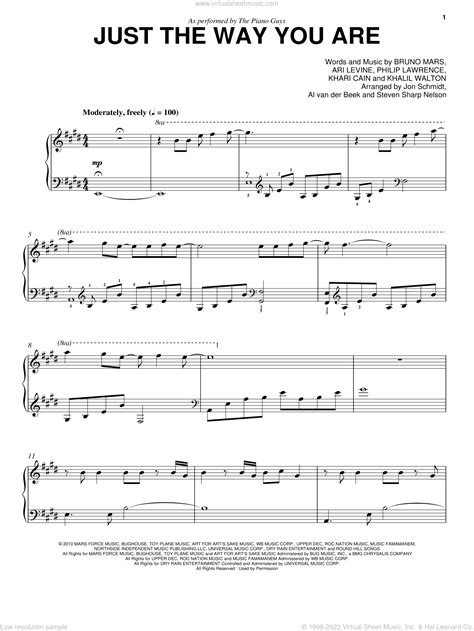 Just The Way You Are sheet music (intermediate) for piano solo