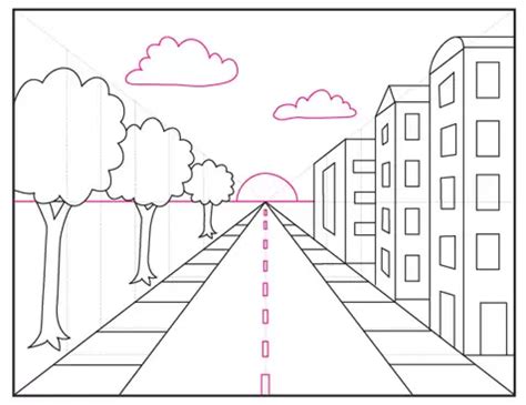 Easy Tutorial for a City with One Point Perspective Drawing