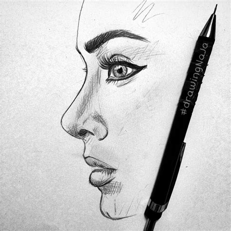 Side Profile Face Sketch at PaintingValley.com | Explore collection of ...