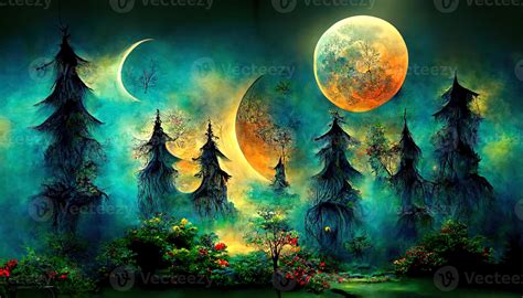 Forest Full Moon Wallpaper