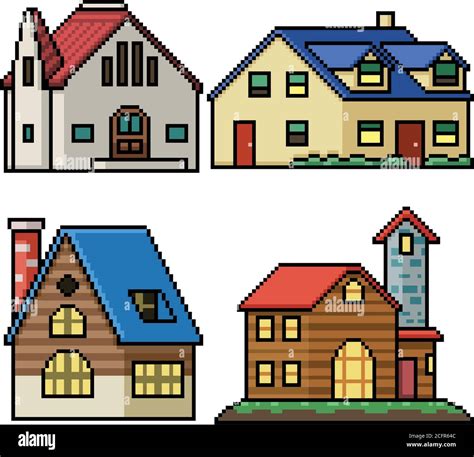 pixel art set isolated village house Stock Vector Image & Art - Alamy