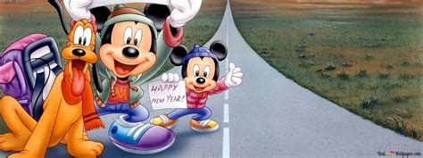 Mickey mouse, minnie mouse and pluto digital 2K wallpaper download