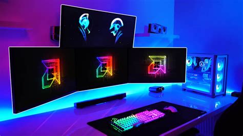 My ULTIMATE Gaming Setup Tour! (2021) - Quad Monitors - Dual PCs ...