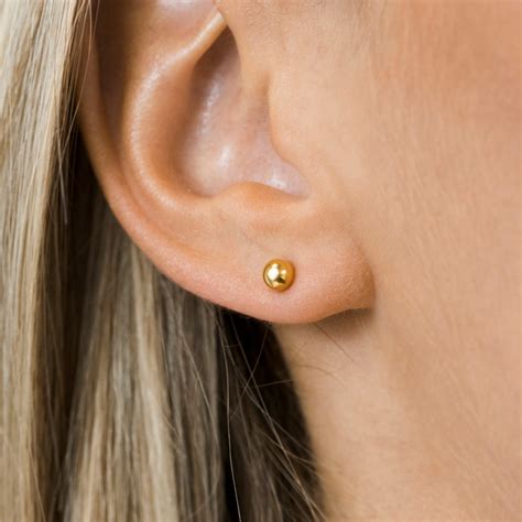 Gold Plated 4 mm Ball Stud Earrings– Simply Whispers