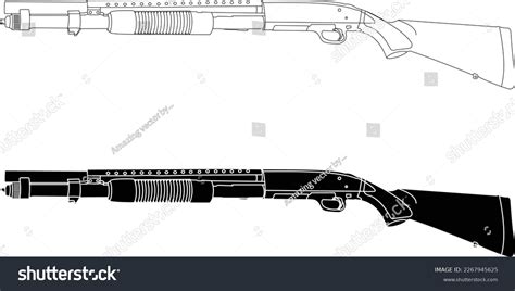 Mossberg Vector Illustration Outline Silhouette Stock Vector (Royalty ...