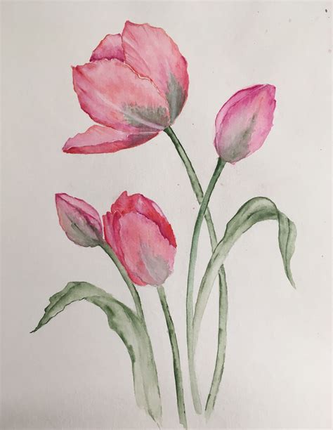 Art & Collectibles Painting Original aquarelle tulips pastel colors ...