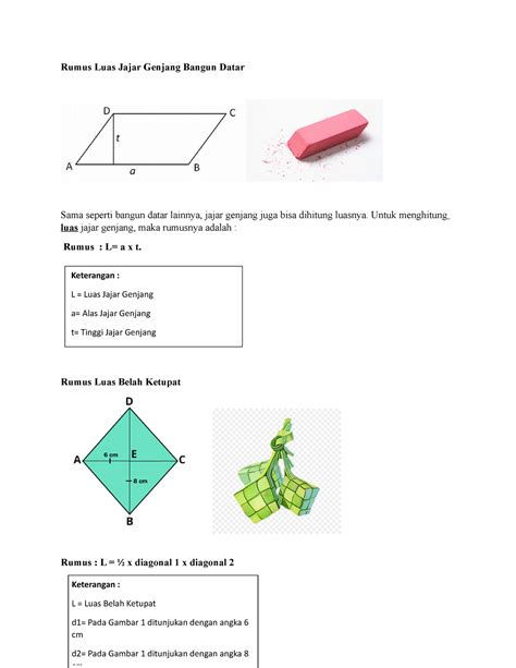 Rumus Luas Jajar Genjang & Belah Ketupat - Rumus Luas Jajar Genjang ...