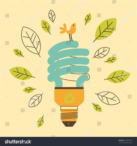 Energy Saving Lightbulb Cartoon Style Stock Vector (Royalty Free) 109676729