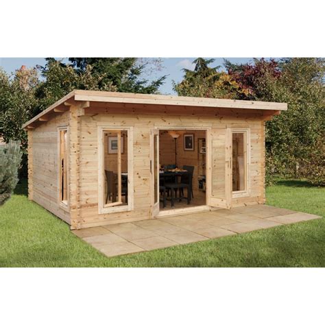 ShedsWarehouse.com | Hanbury Log Cabins (F) | 5m x 4m Log Cabin with a ...