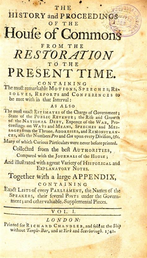 The History and Proceedings of the House of Commons from the ...