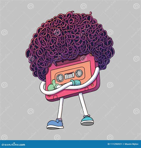 Pink Compact Cassette Tape Character. Mixtape Illustration. Super Afro ...