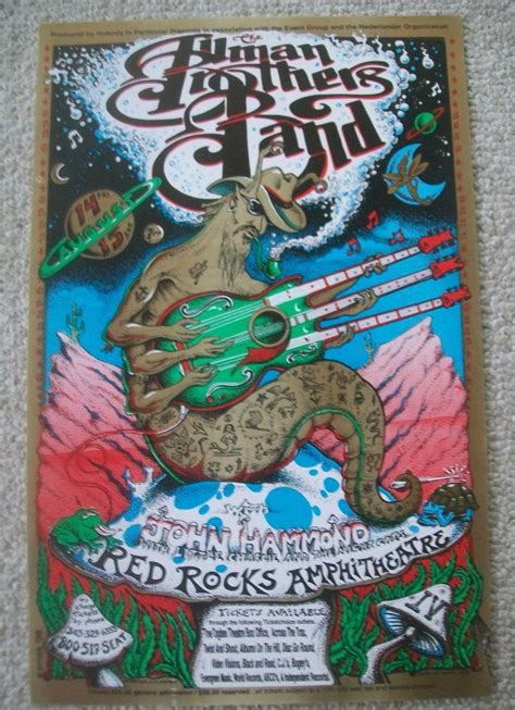 Allman Brothers Screen Print Poster- Red Rocks 1998 by Emek | Concert ...