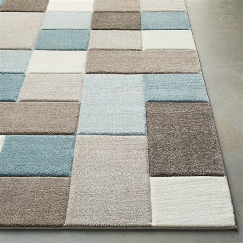 Mott Street Modern Geometric Carved Teal/Brown Area Rug & Reviews ...